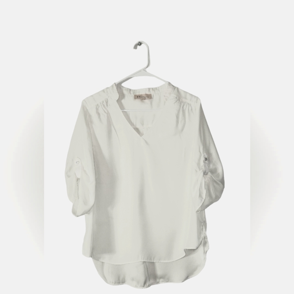 Women's Philosophy Withe Blouse Medium Semi-long sleeve size (M)